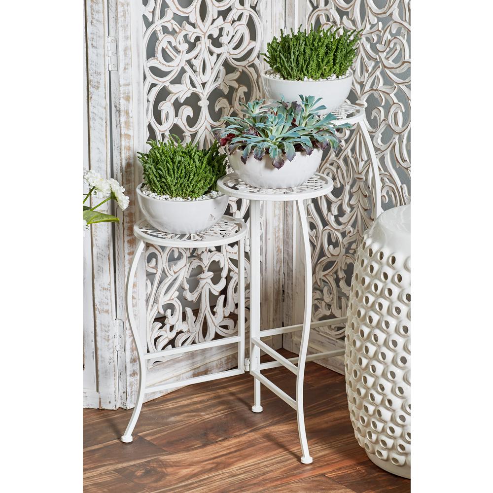 White Iron Folding Plant Stand