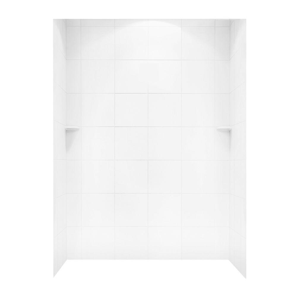 Swanstone SI00603.011 Solid Surface Glue-Up 3-Panel Bathtub Wall Kit 32-in L X 60-in H X 60-in H Tahiti White