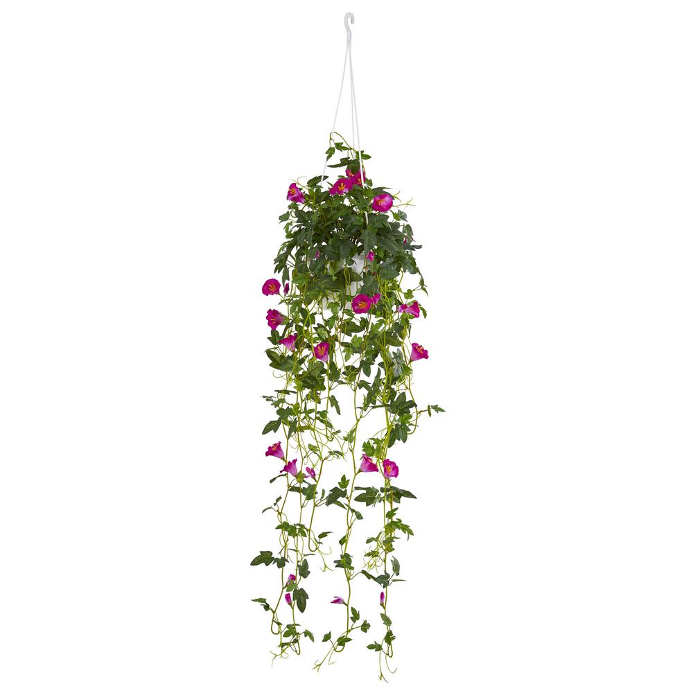 Nearly Natural 30 inch Petunia Hanging Basket Artificial Plant by Nearly Natural
