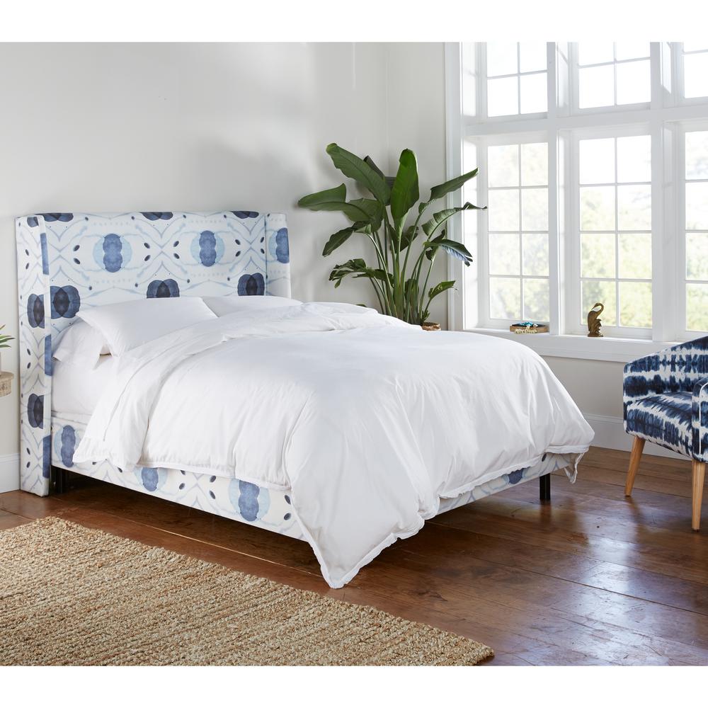 Skyline Furniture Delray Blue Full Wingback Bed 431beddlrbluoga