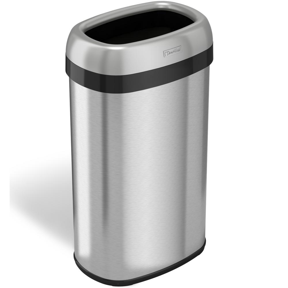 iTouchless 16 Gal. Oval Open Top Commercial Grade Stainless Steel Trash