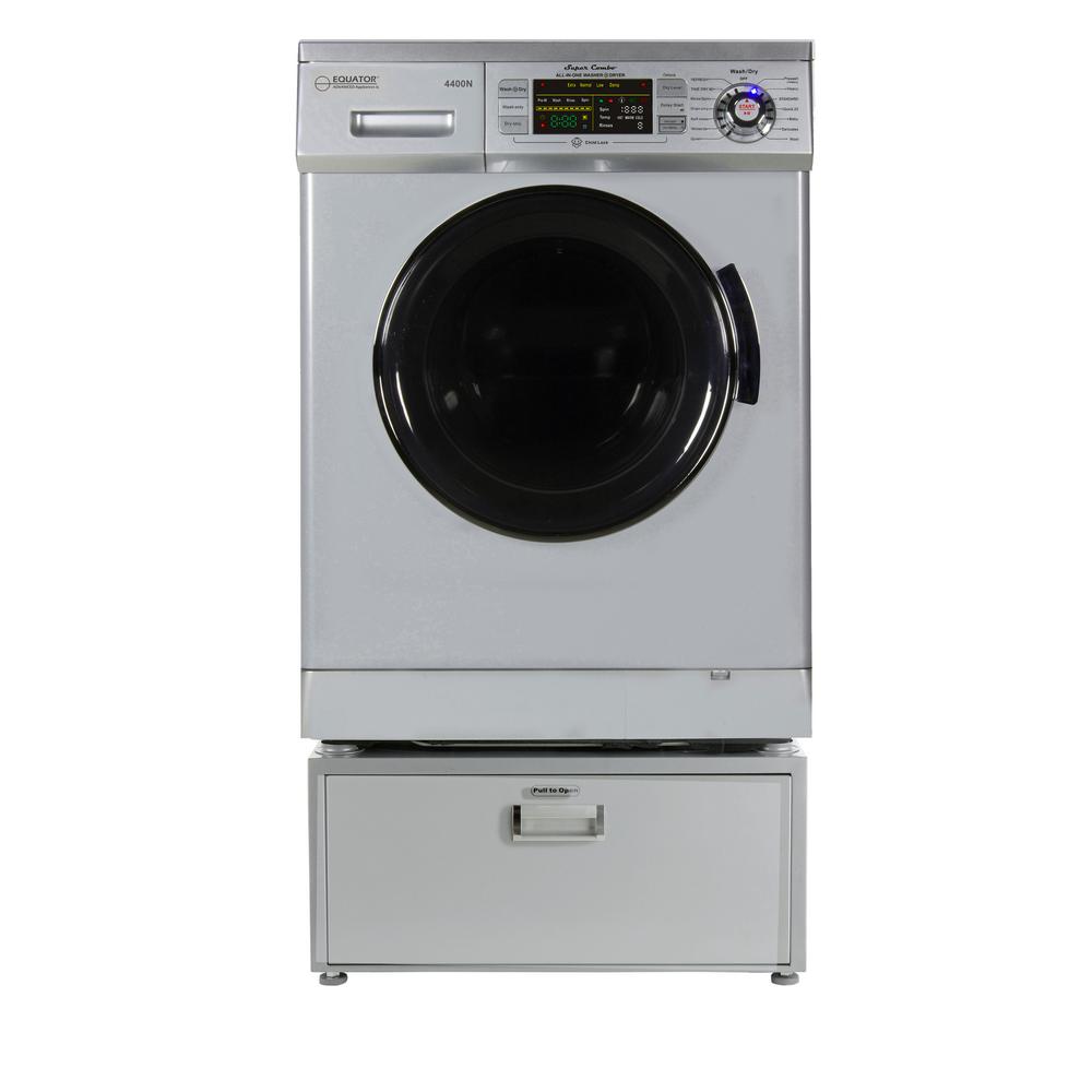 Equator Advanced Appliances 1 57 Cu Ft High Efficiency Vented Ventless Electric All In One Washer Dryer Combo With Pedestal In Silver 4400 N S Pdl The Home Depot