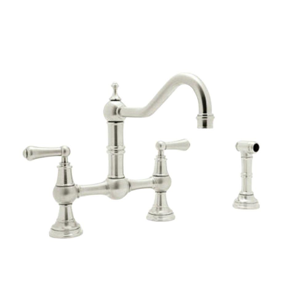Rohl Perrin And Rowe 2 Handle Bridge Kitchen Faucet In Polished