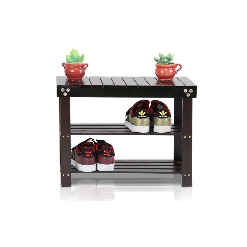 Llytech Inc Pine Solid Wood Espresso Color 3Shelf Multipurpose Rack