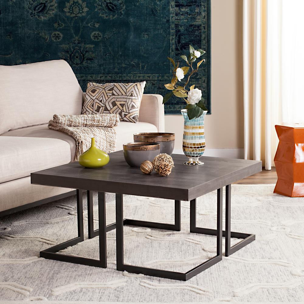 Safavieh Amalya Modern Mid Century Wood Dark Gray Coffee Table Fox4253a The Home Depot