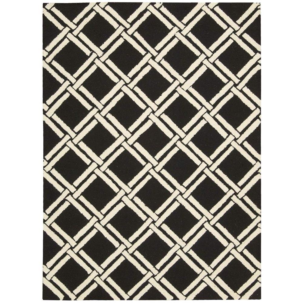 Nourison Linear Black/White 7 ft. 6 in. x 9 ft. 6 in. Area Rug-220776 ...