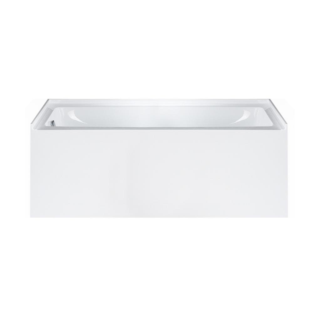 Maykke Pensacola 5 ft. Acrylic Left Drain Rectangular Alcove NonWhirlpool Bathtub in White