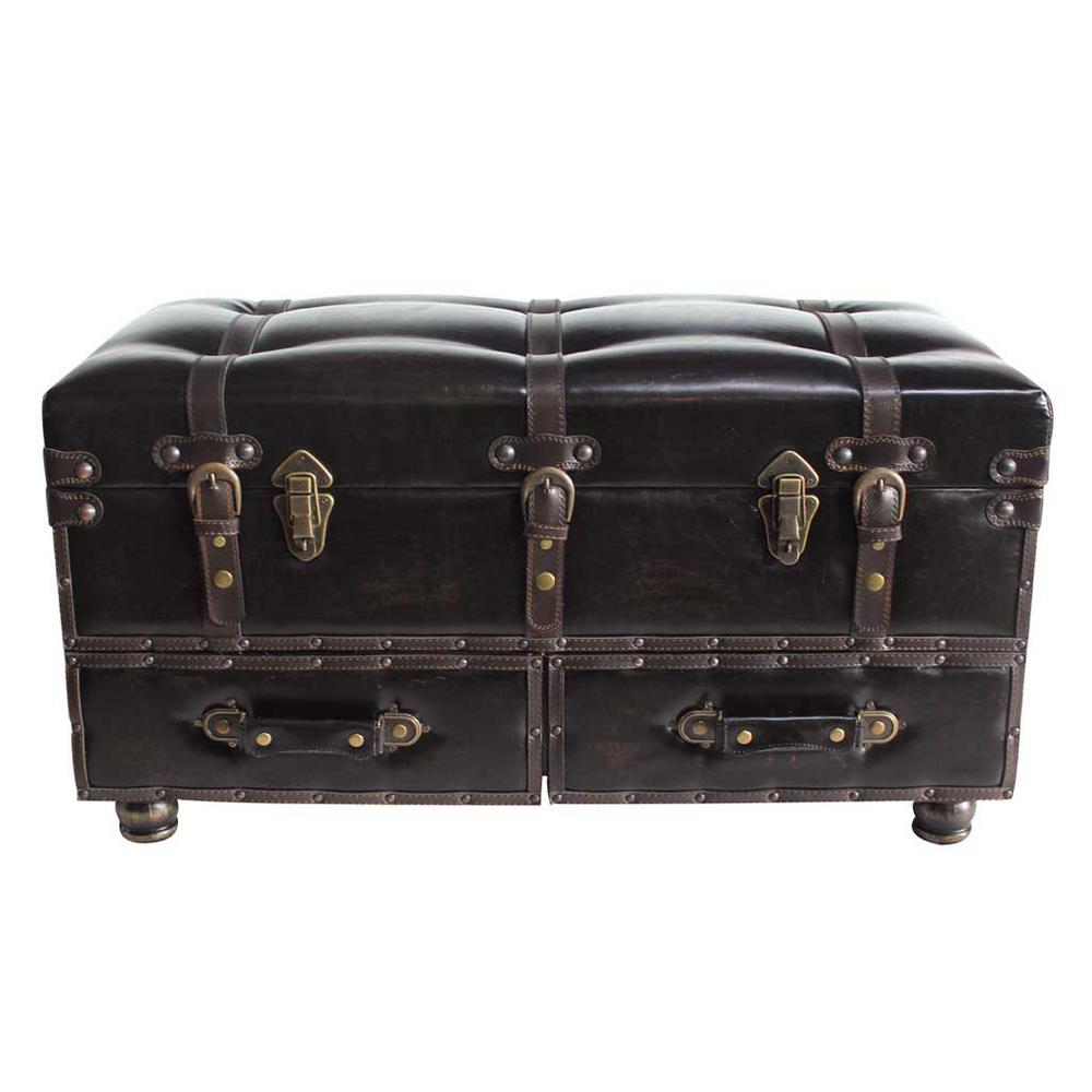 Brown Rustic Trunk Furniture The Home Depot Brown Faux Leather Trunk