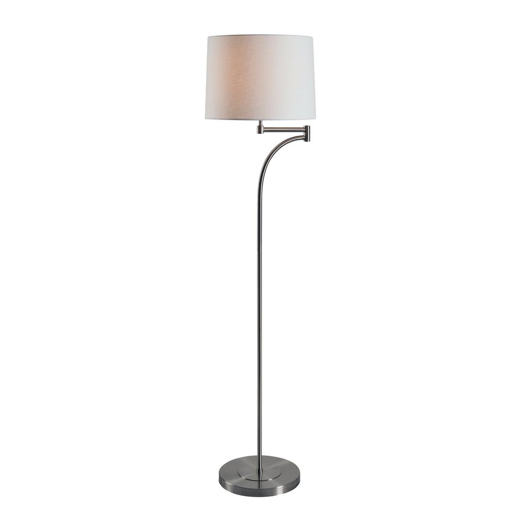 Kenroy Home Seven 59 In Brushed Steel Floor Lamp With Cream Tapered Shade