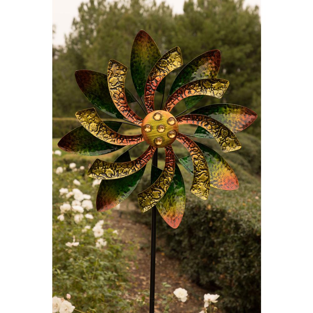 Alpine Corporation 65 in. Tall Dual Action Floral Green/Orange