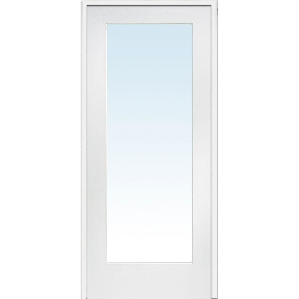 Mmi Door 36 In X 80 In Left Hand Primed Composite Glass Full Lite Clear Single Prehung Interior Door
