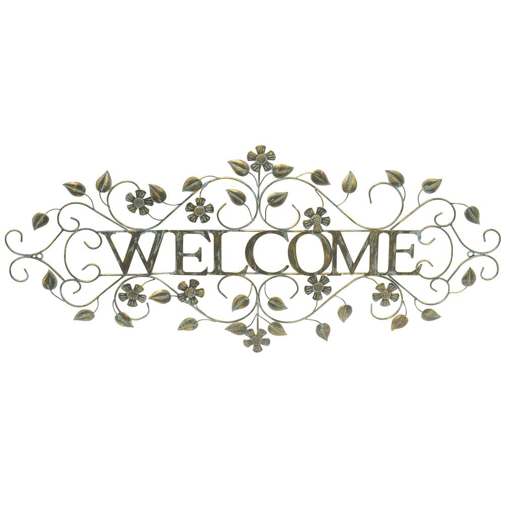 Three Hands Metal Welcome Black Wall Decor 13586 The Home Depot