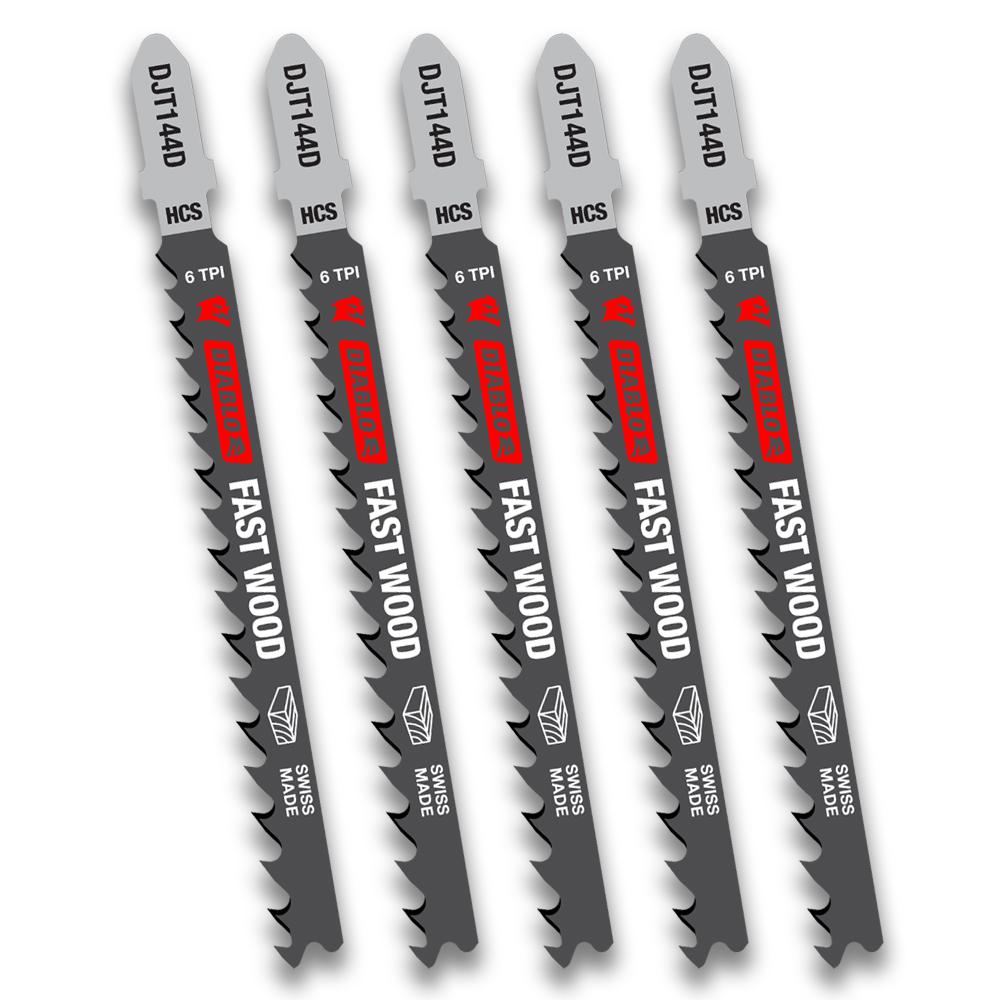 DIABLO 4 in. x 15 TPI HCS Fast Wood Jigsaw Blade (5Pack)DJT144D5