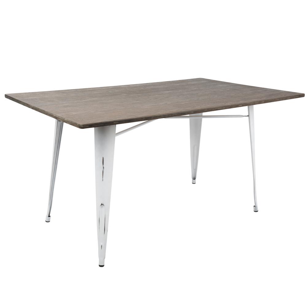 Lumisource Oregon 59 In Vintage White And Espresso Dining Table Dt Vintage White And Espresso Dining Table