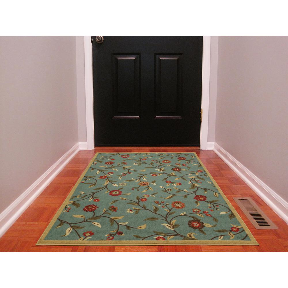 Ottomanson Ottohome Collection Fl Garden Design Sage Green 3 Ft X 5 Non Skid Area Rug