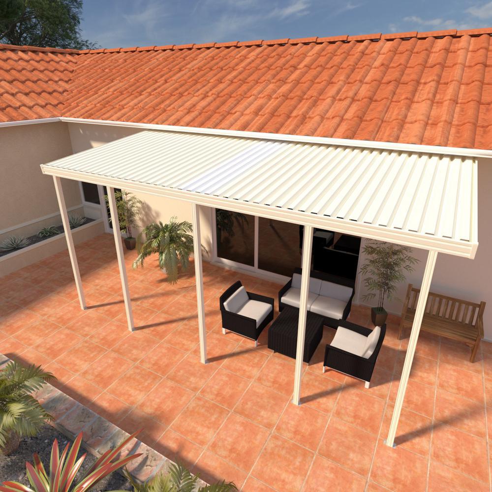 Integra 10 ft. x 16 ft. Ivory Aluminum Attached Solid Patio Cover with