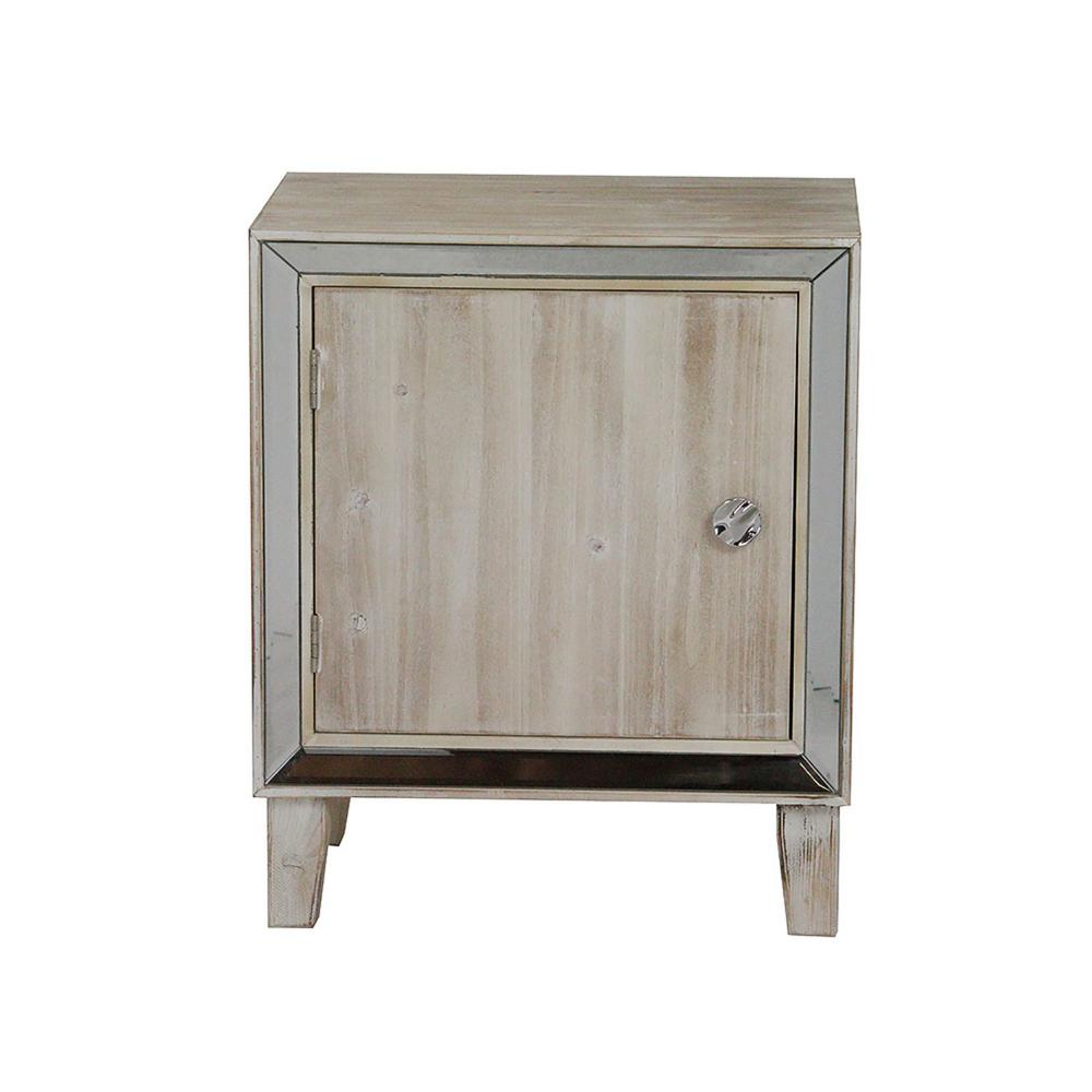 Unbranded Shelly White Washed With A Drawer And Door Wood Cabinet 319828 The Home Depot