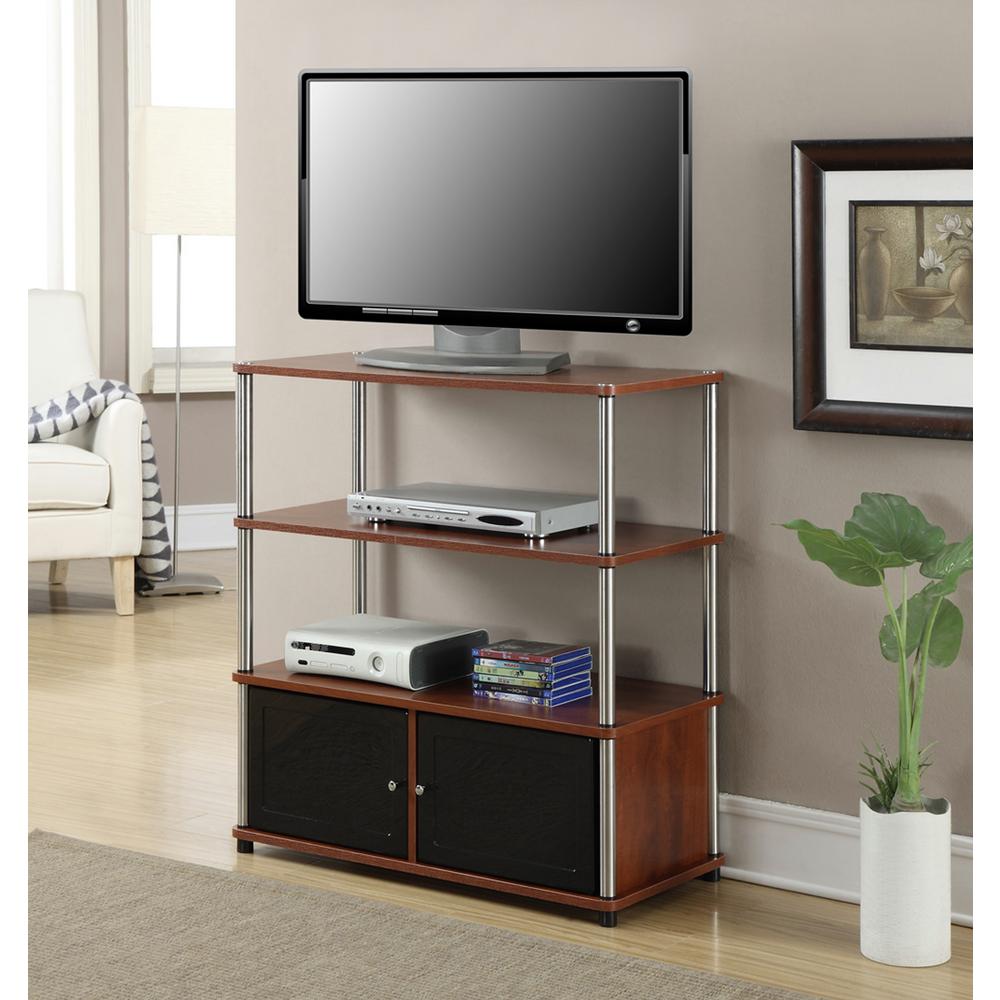 Tv Stand For Flat Panel Tvs, Tall Tv Stand Bookcase Cherry