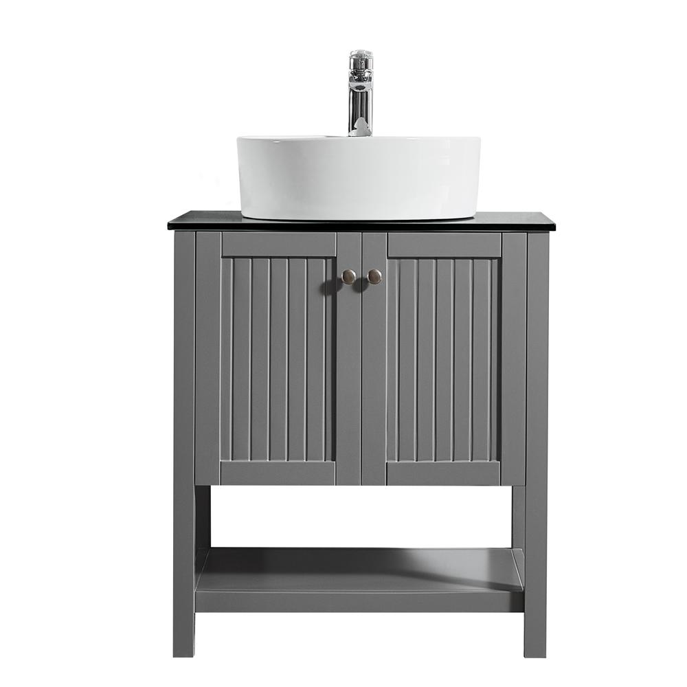 Roswell Modena 28 In Vanity Grey With Tempered Glass Top Black White Vessel Sink 856028p Gr Bgn The Home Depot - Vessel Sink Vanity Top White Roswell Modena 28 In Vanity Grey With Tempered Glass Top Black White Vessel Sink 856028p Gr Bgn The Home Depot - Vessel Sink Vanity Top White