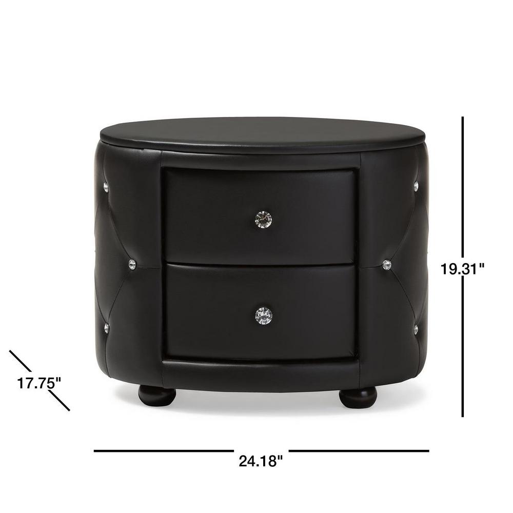 Baxton Studio Davina 2 Drawer Black Nightstand 28862 6756 Hd The Home Depot