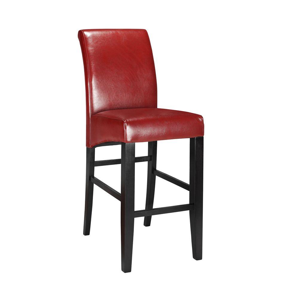 Parsons 30.375 in. Red Cushioned Bar Stool in Espresso with Back-0238700110 - The Home Depot