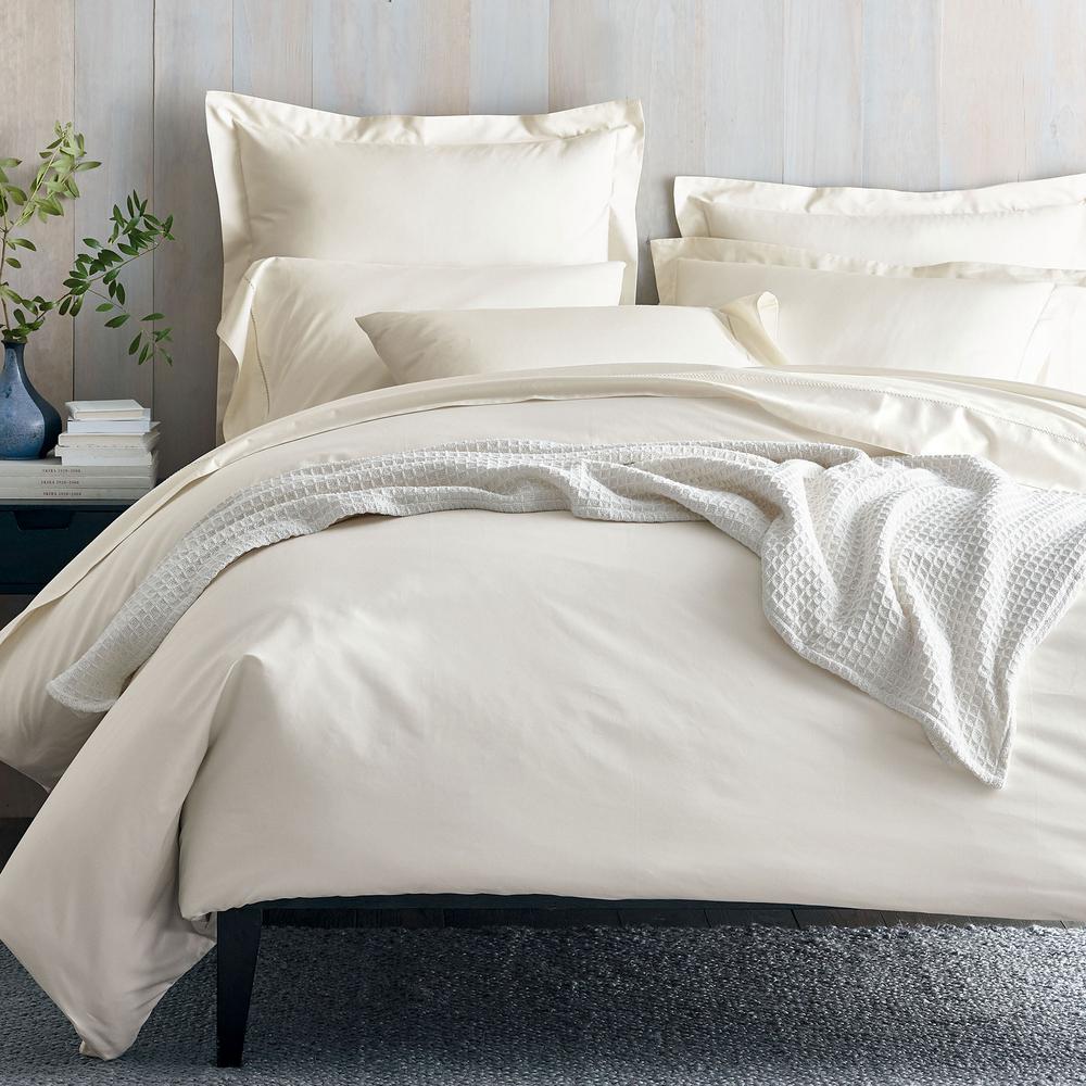 The Company Store Organic Ivory Solid Sateen Queen Duvet Cover