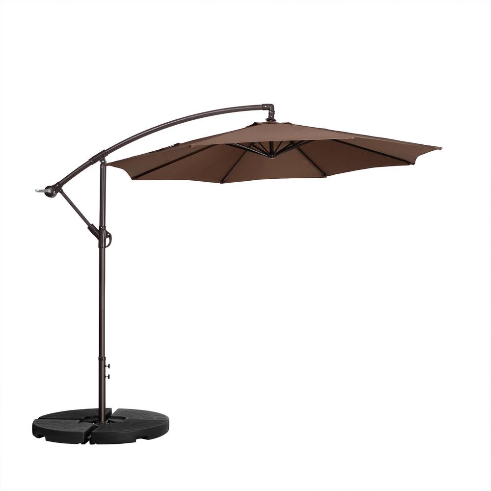 Villacera 10 Ft Aluminum Cantilever Tilt Patio Umbrella In Brown Hwd630707 The Home Depot