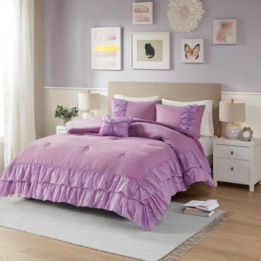 purple twin xl bed in a bag