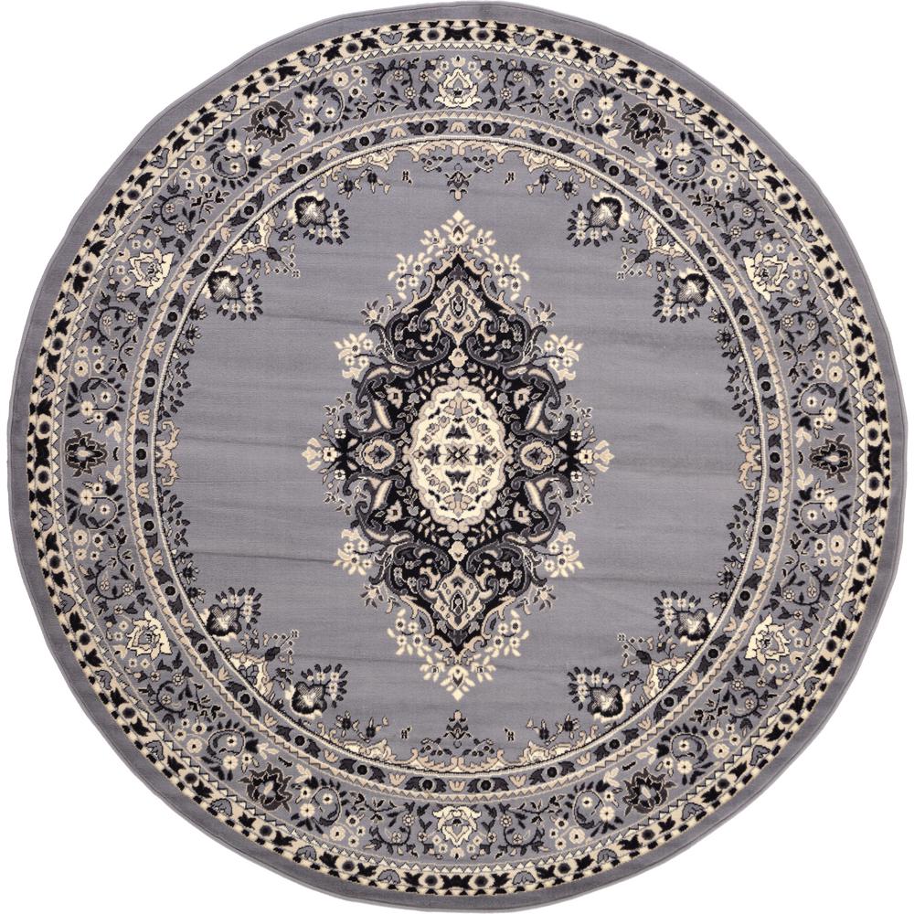 Unique Loom Mashad Gray 8 ft. Round Rug3119172 The Home Depot