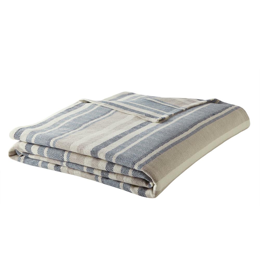 Eddie Bauer Eb Blue 100 Cotton Full/Queen Blanket 213123 The Home Depot