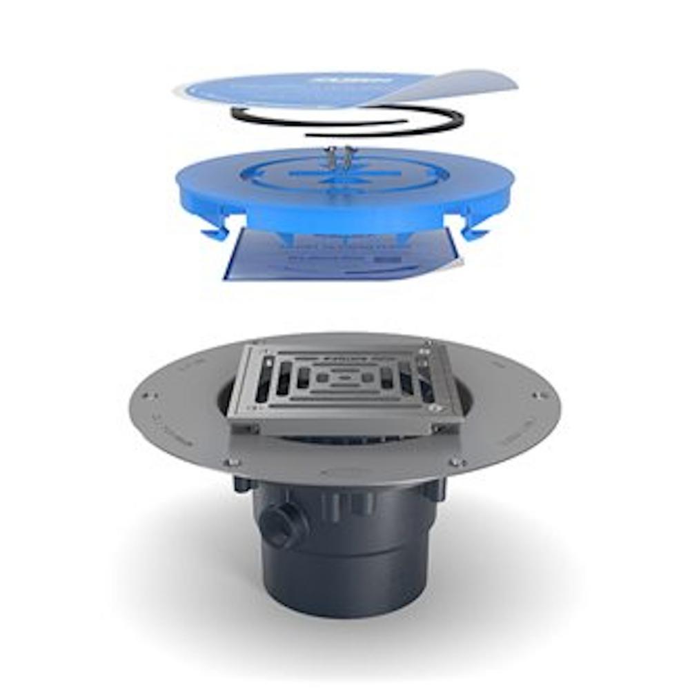 Zurn 9.85 in. Stainless Steel Top Assembly, Adjustable with Deck Plate and 2 in. x 3 in. Outlet