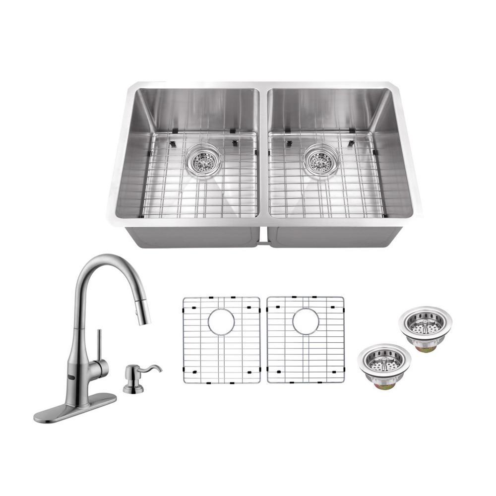 Schon All In One Undermount Stainless Steel 32 Double Bowl Undermount Stainless Steel