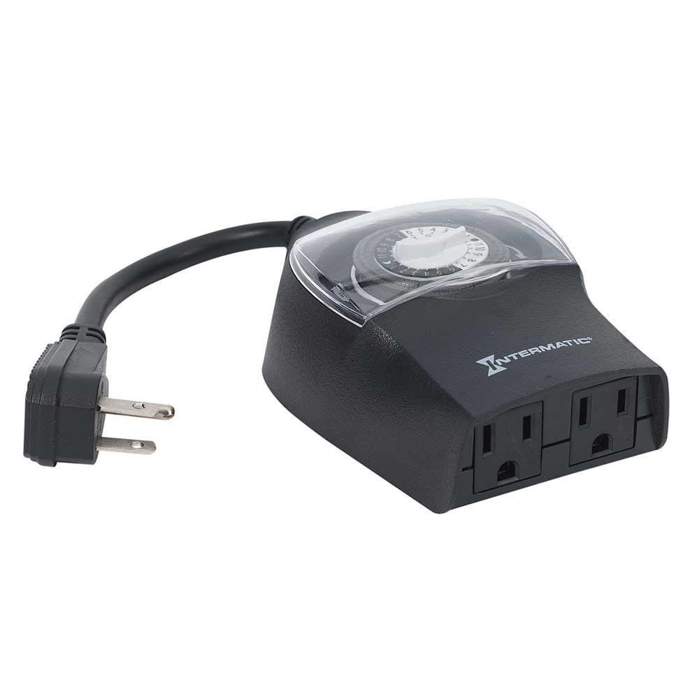 Intermatic 15 Amp 24 Hour Outdoor Plug In Timer Black Hb31k The Home Depot Intermatic 15 Amp 24 Hour Outdoor Plug, Outdoor Timer For Lights Home Depot