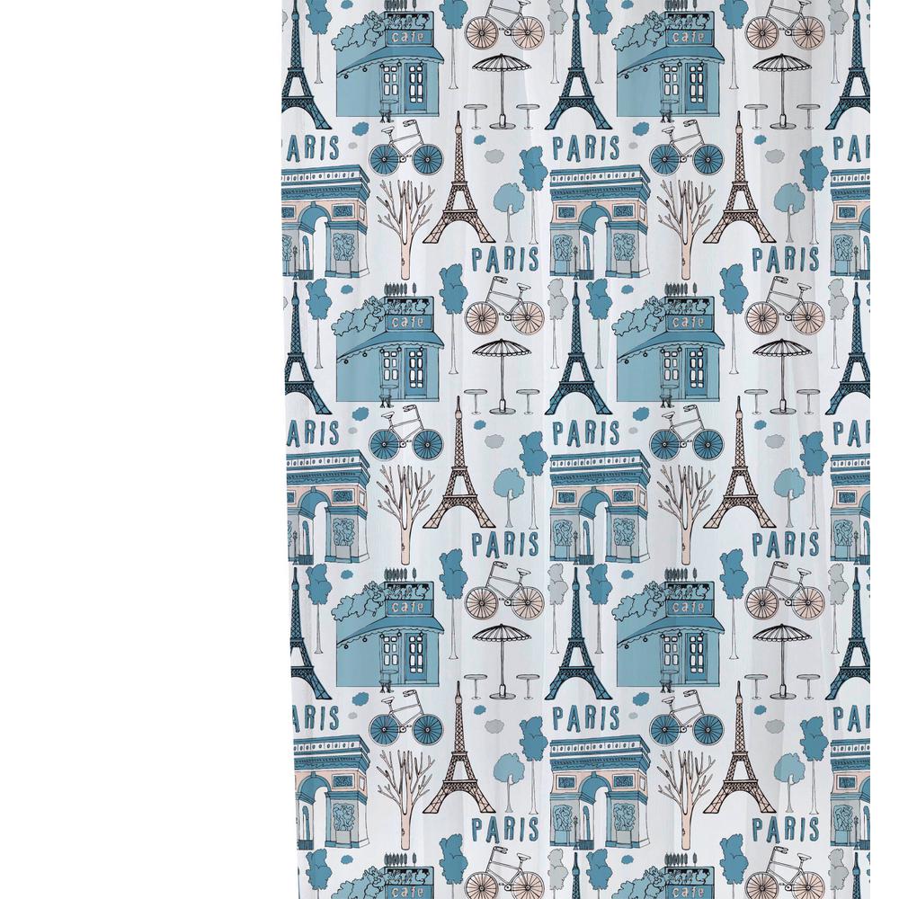 Inspired Surroundings Paris Shower Curtain Sc10936blue The Home