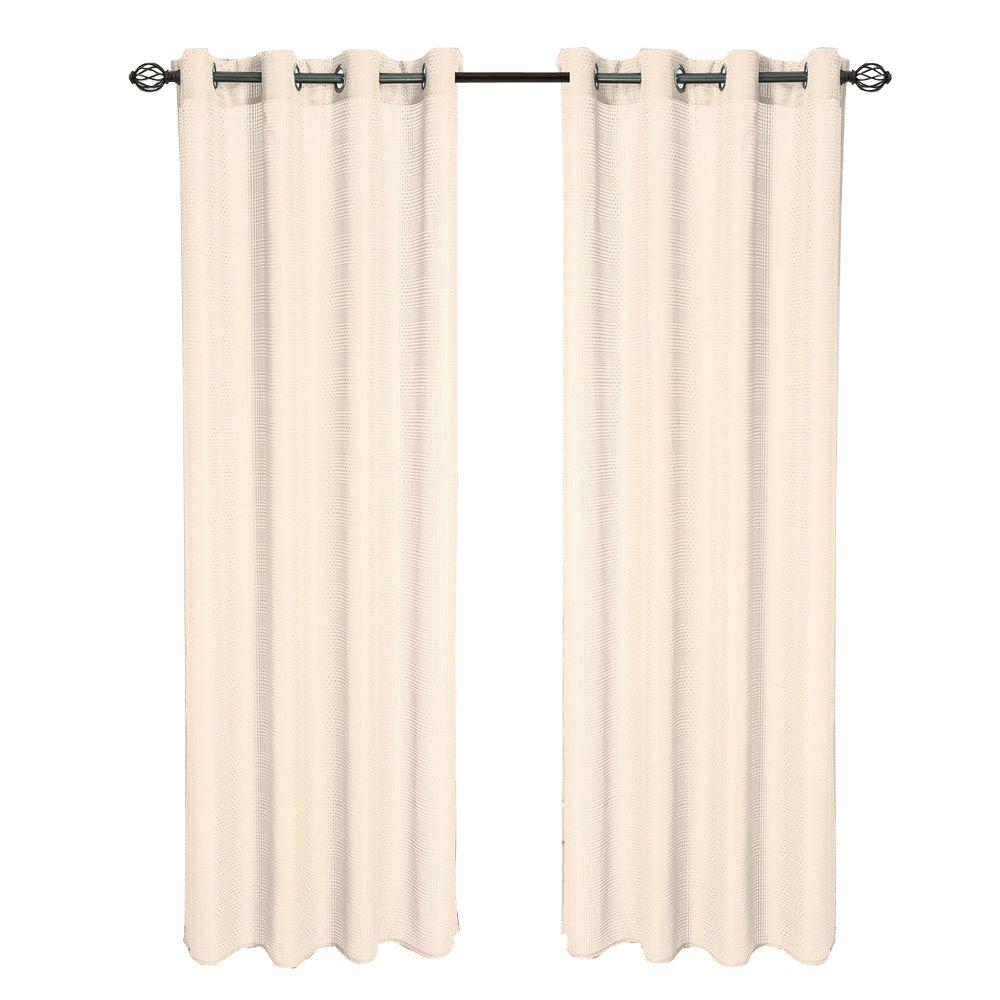 Lavish Home Cream Olivia Jacquard Grommet Curtain Panel, 84 in. Length
