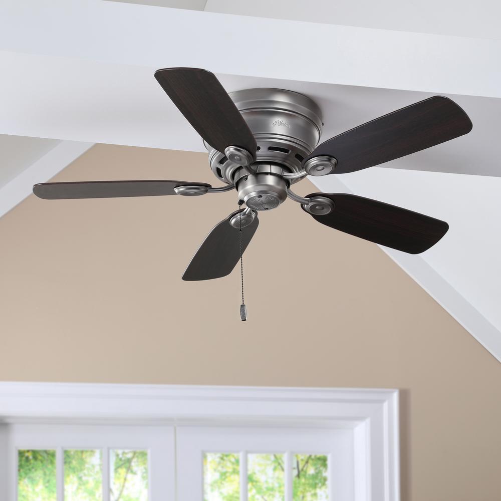 Hunter Low Profile Iv 42 In Indoor Antique Pewter Ceiling Fan Bundled With Handheld Remote Control