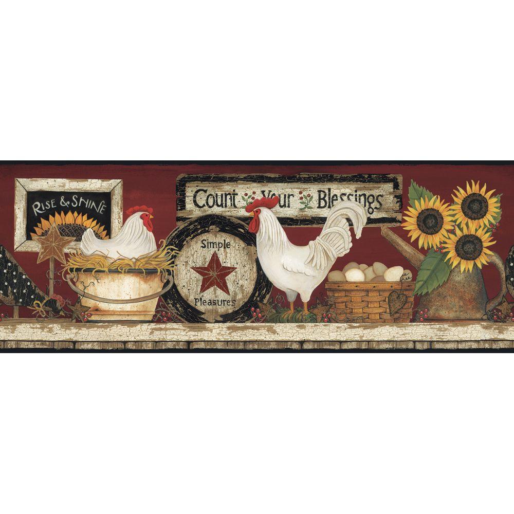 York Wallcoverings Hen and Rooster Wallpaper Border-CB5538BD - The Home ...