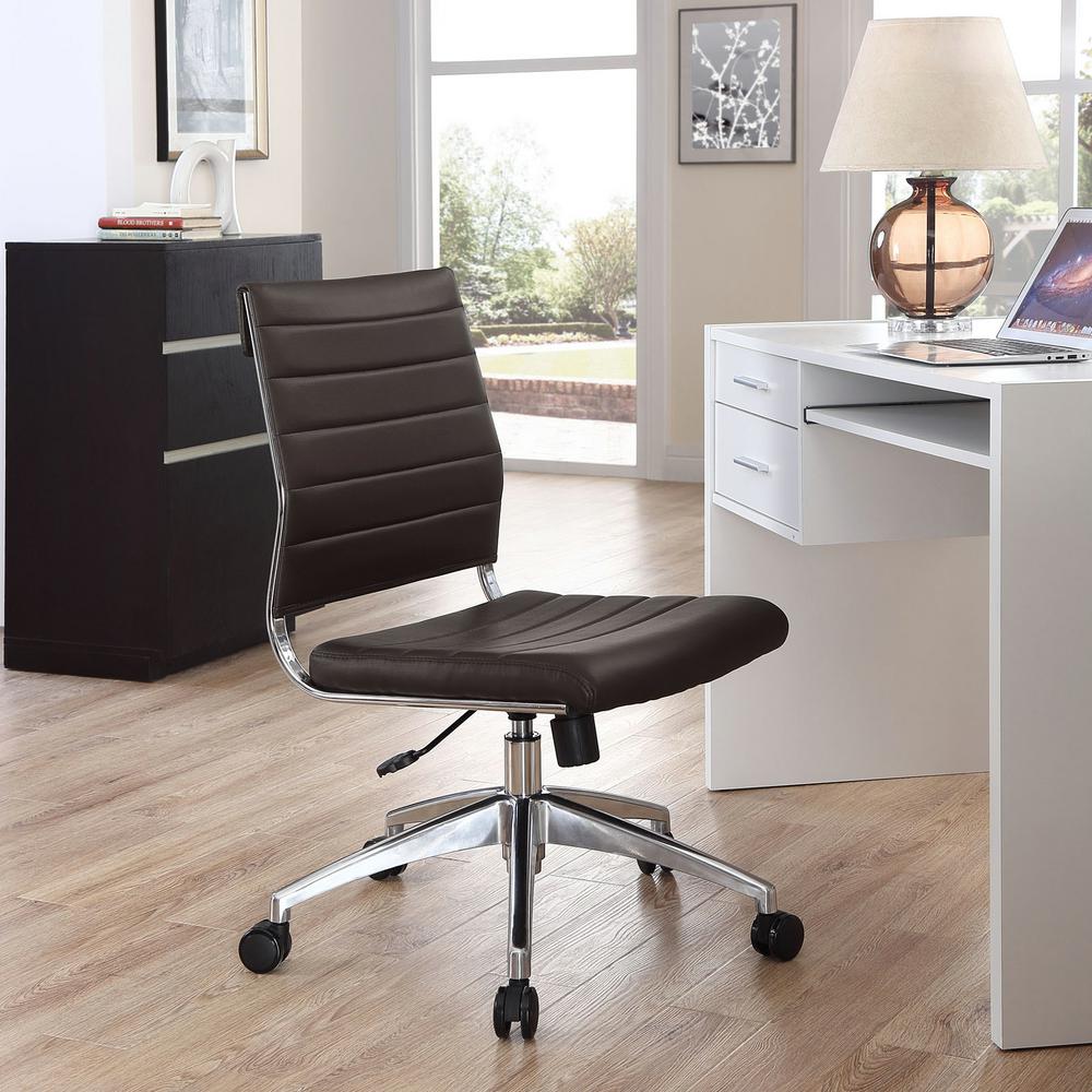 Modway Jive Armless Mid Back Office Chair In Brown Eei 1525 Brn Jive Armless Mid Back Office Chair In Brown