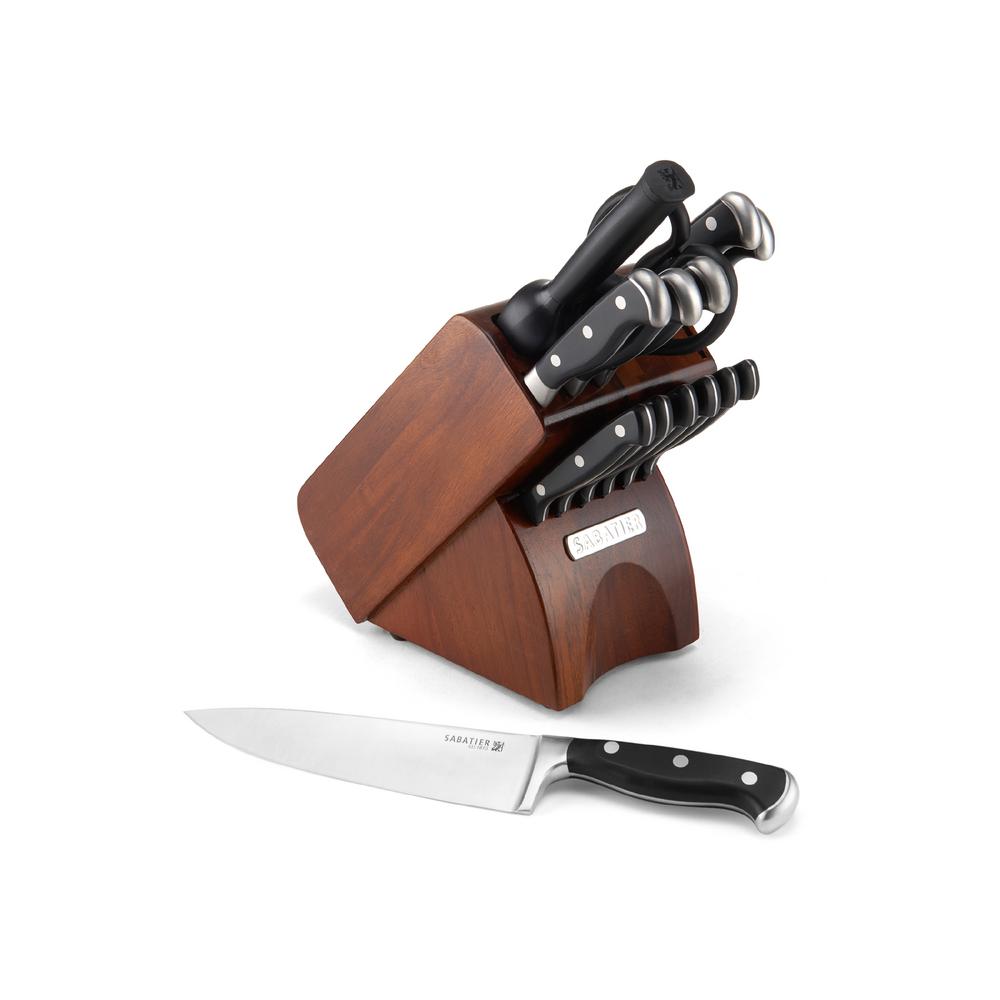 Sabatier Knife Sets Cutlery The Home Depot 15 Piece Forged Triple Rivet Knife Block Set With Acacia