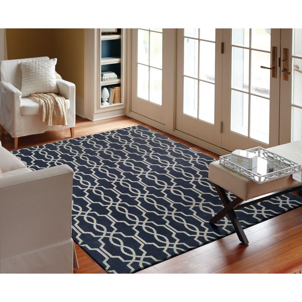 Home Decorators Collection Kingston Geo Navy Ivory 2 Ft X 7 Ft