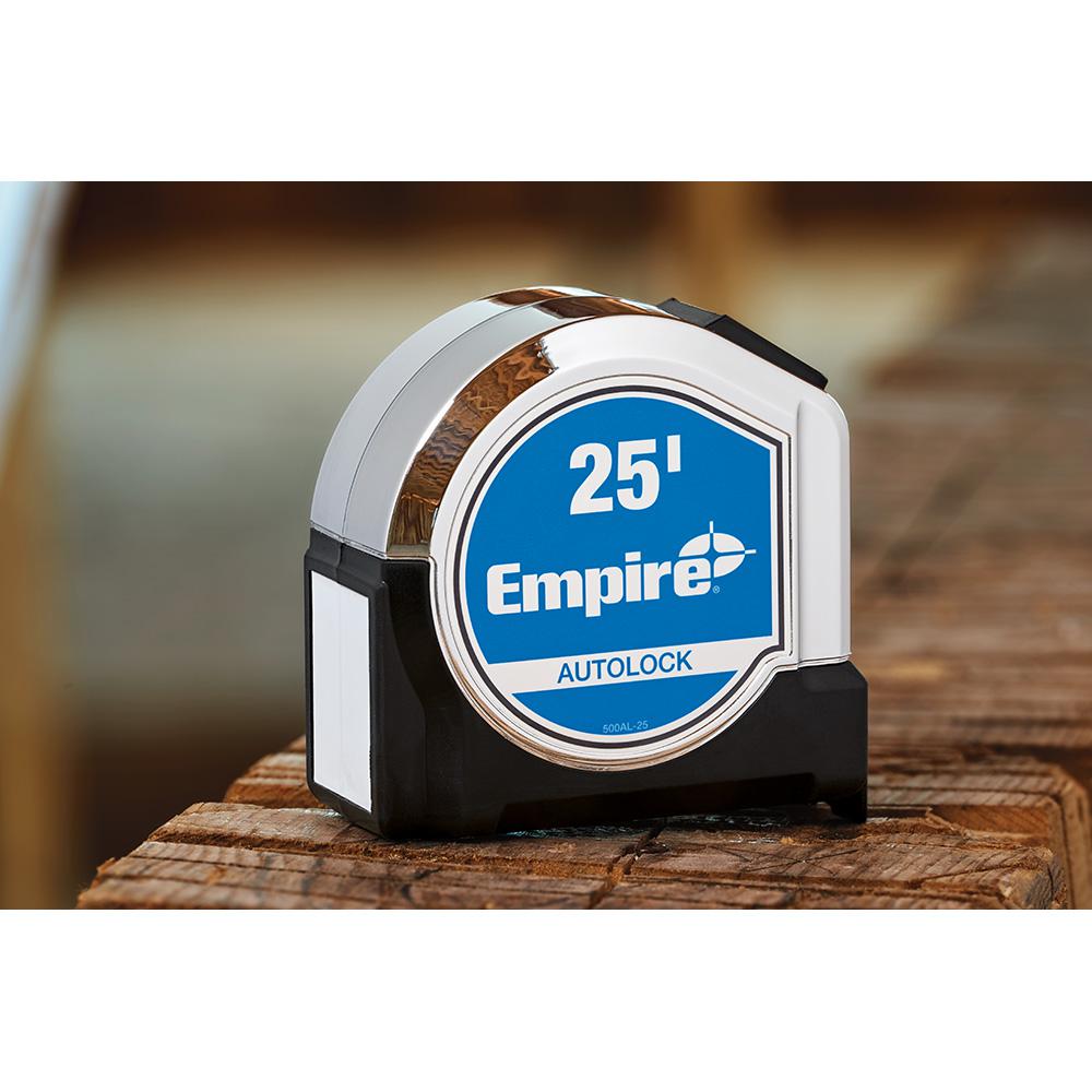 Empire 25 ft Chrome Auto Lock Tape Measure Durabile Best Abrasion Resistance