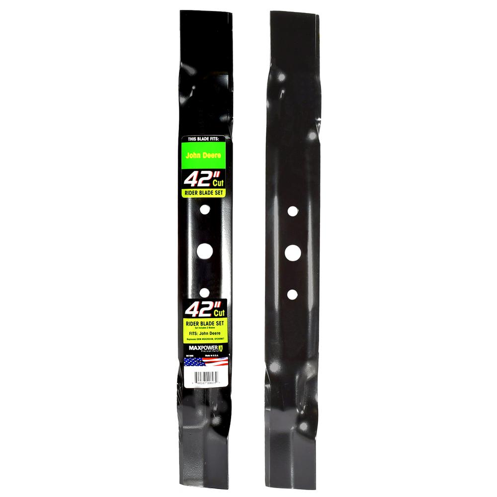 MaxPower 2 Blade Set for Many 42 in. Cut John Deere Mowers Replaces OEM #'s GX20249, GX20433 and GY20567