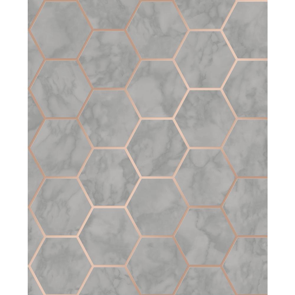 Crown Margaret Rose Gold Marble Hexagon Paper Peelable Roll Covers 56 4 Sq Ft M1507 The Home Depot