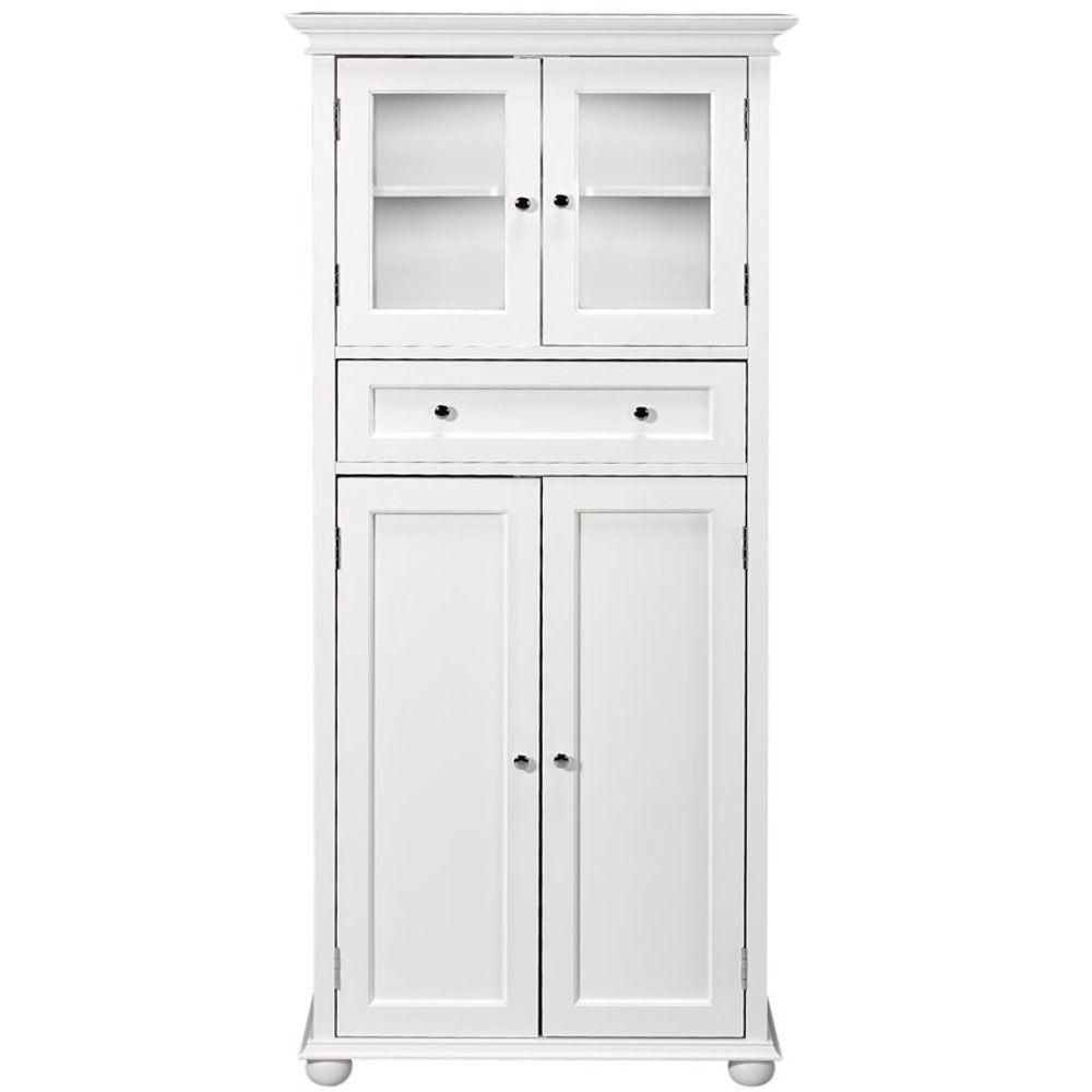 hampton harbor 25 in. w x 14 in. d x 52-1/2 in. h linen cabinet with drawer  in white