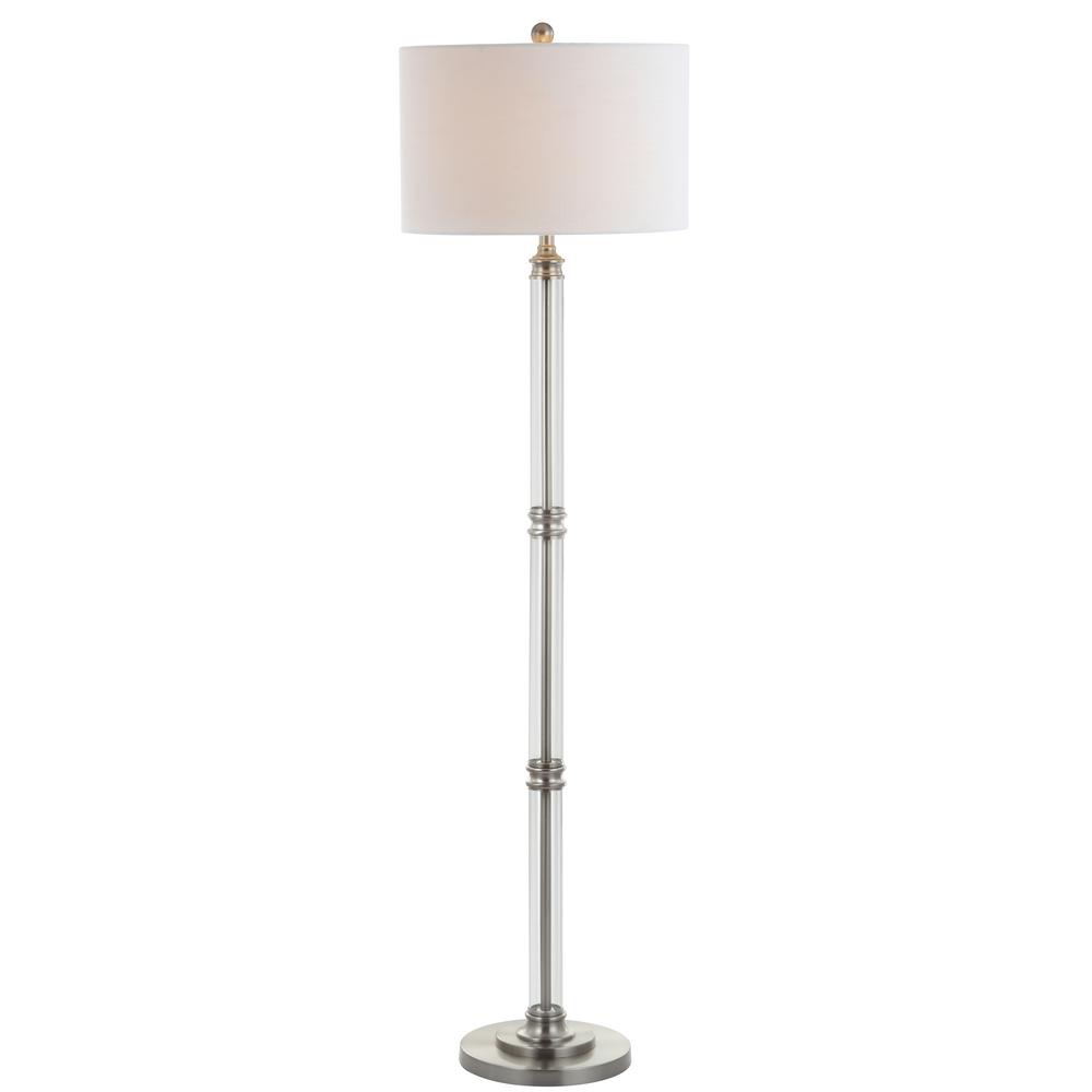 Ralph 60 in. Metal/Glass Floor Lamp, Polished Nickel/Clear-JYL3058A
