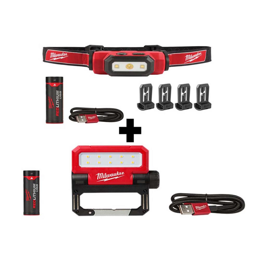 Milwaukee 475 Lumens LED Rechargeable Hard Hat Headlamp and 550 Lumens