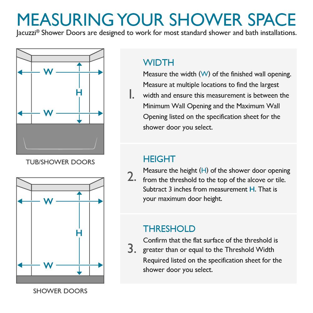 Jacuzzi 60 In X 76 In Semi Frameless Concealed Sliding Shower