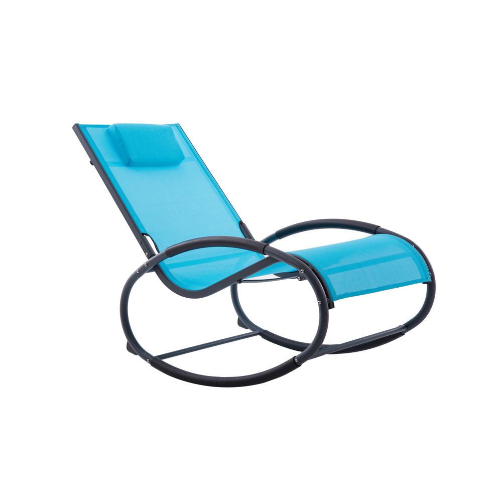 Vivere Ocean Blue On Matte Dark Grey Aluminum Outdoor Rocking Chair