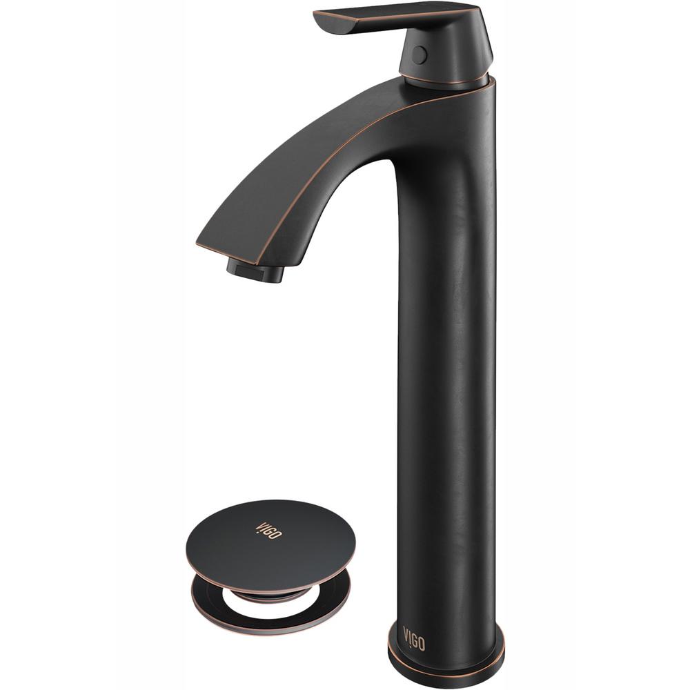 Linus Single Hole Single Handle Vessel Bathroom Faucet With Pop Up Drain In Antique Rubbed Bronze