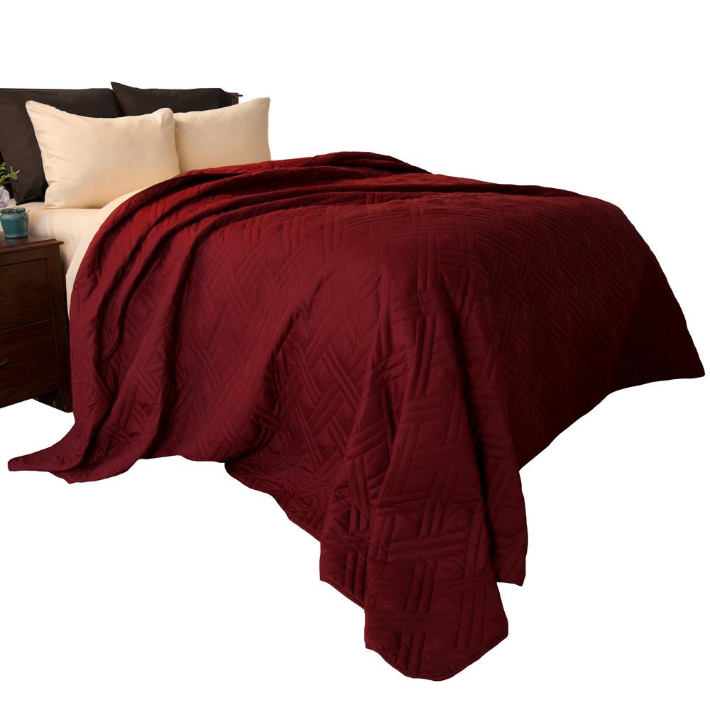 Lavish Home Solid Burgundy King Bed Quilt 66 40 K Bu The Home Depot
